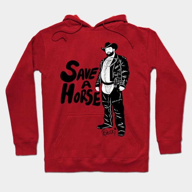 Save a Horse - Black lines Hoodie by RobskiArt